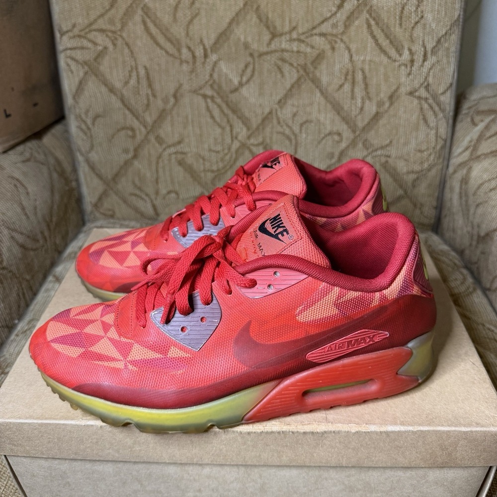 Rare Nike Air Max 90 Ice Gym Red 631748-600 Men's Size 10 Sneakers